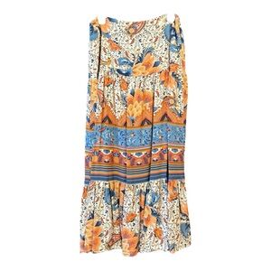 Farm Rio for Anthropologie Tiered Maxi Skirt – Boho Floral – Size M A4
